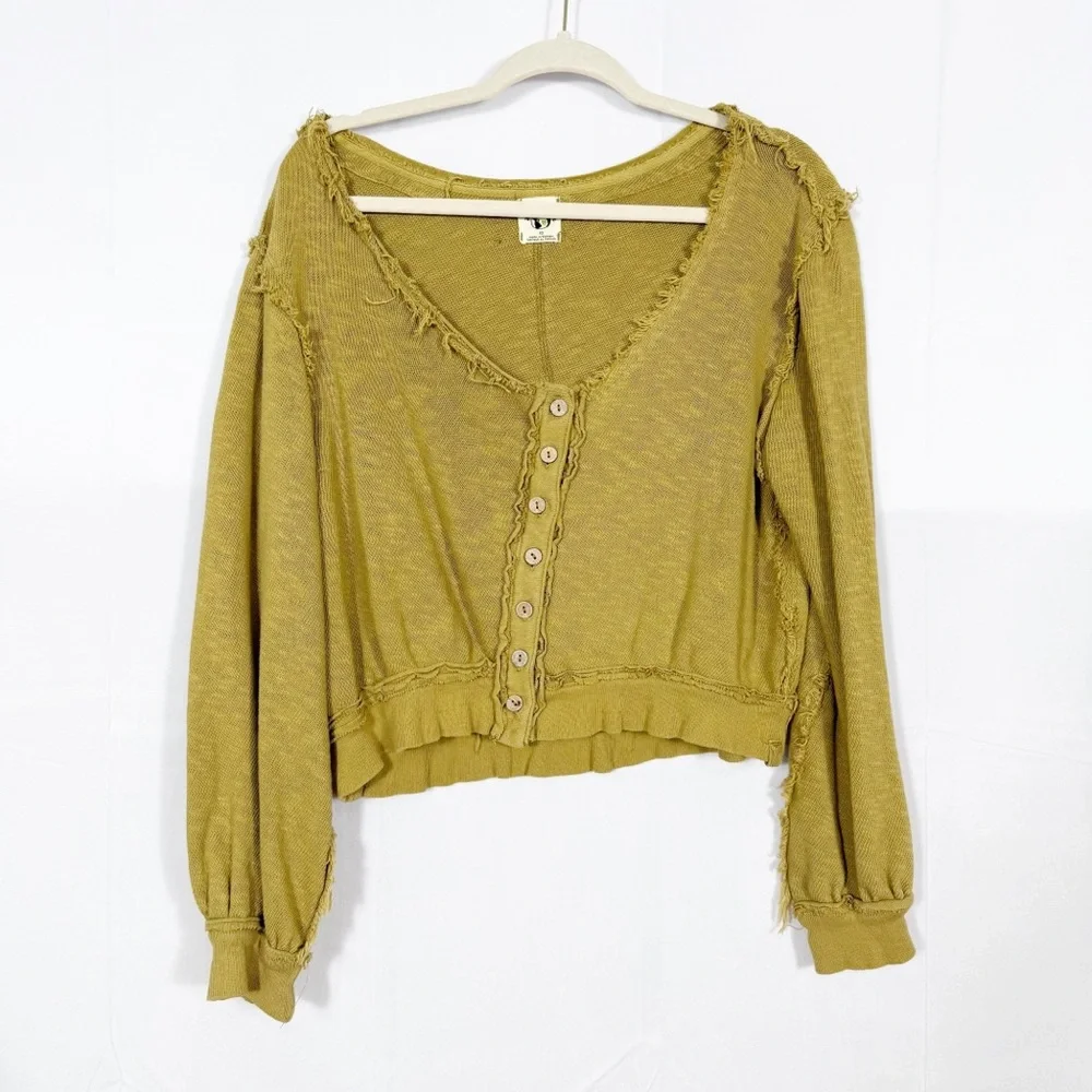 Free People X We The Free Golden Road Cardigan Curly Willow Mustard Olive Crop